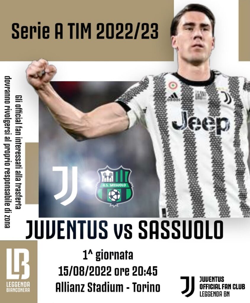 BIGLIETTI Juventus-Sassuolo  1^Giornata